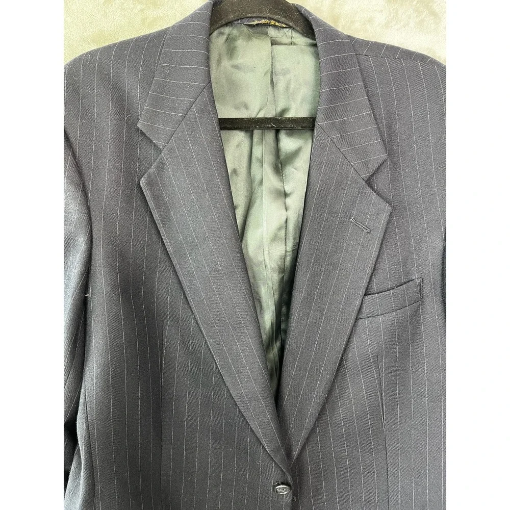 Austin Reed London Blazer Mens 41R Navy Blue Pinstripe‎ Wool Sport Coat EUC